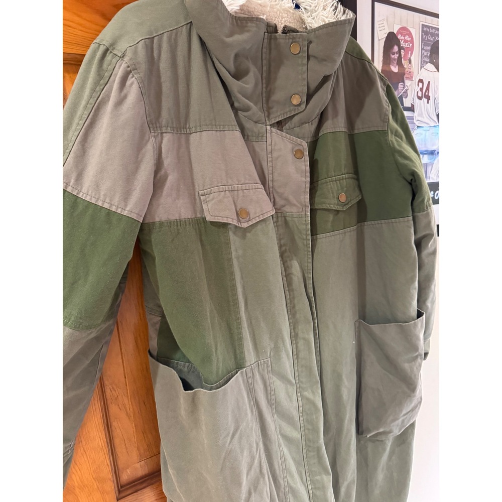 One Teaspoon Green Colorblock Patchwork Faux Shea… - image 4